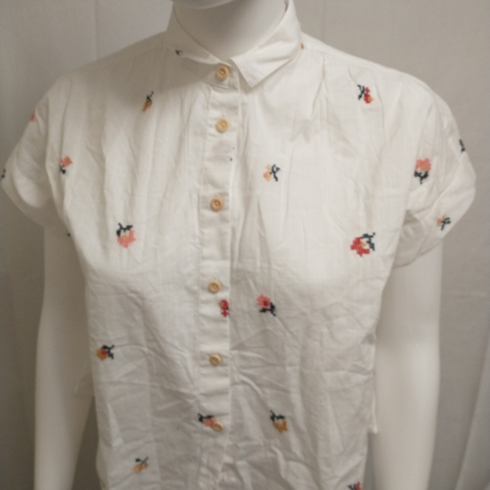 Madewell Floral White Button down
